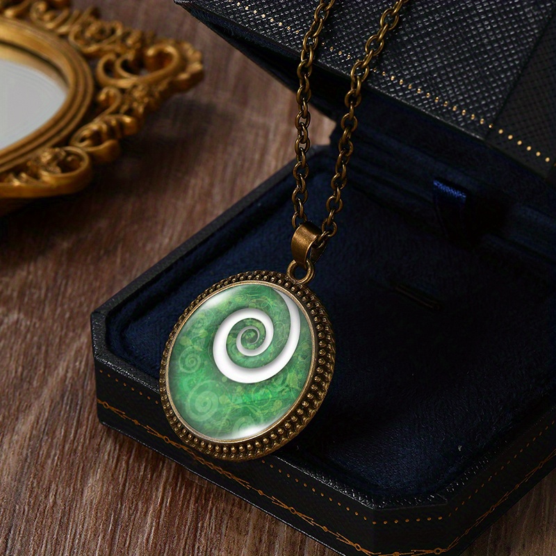 Handmade Glass Fern Koru Bud Pendant Necklace